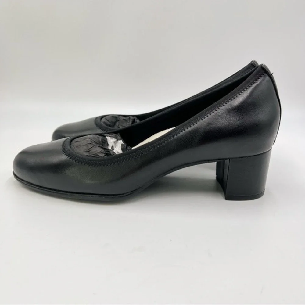 6 2E  EXTRA WIDE Aravon Women's Classic Career Dress‎ Black Leather Pumps Heels